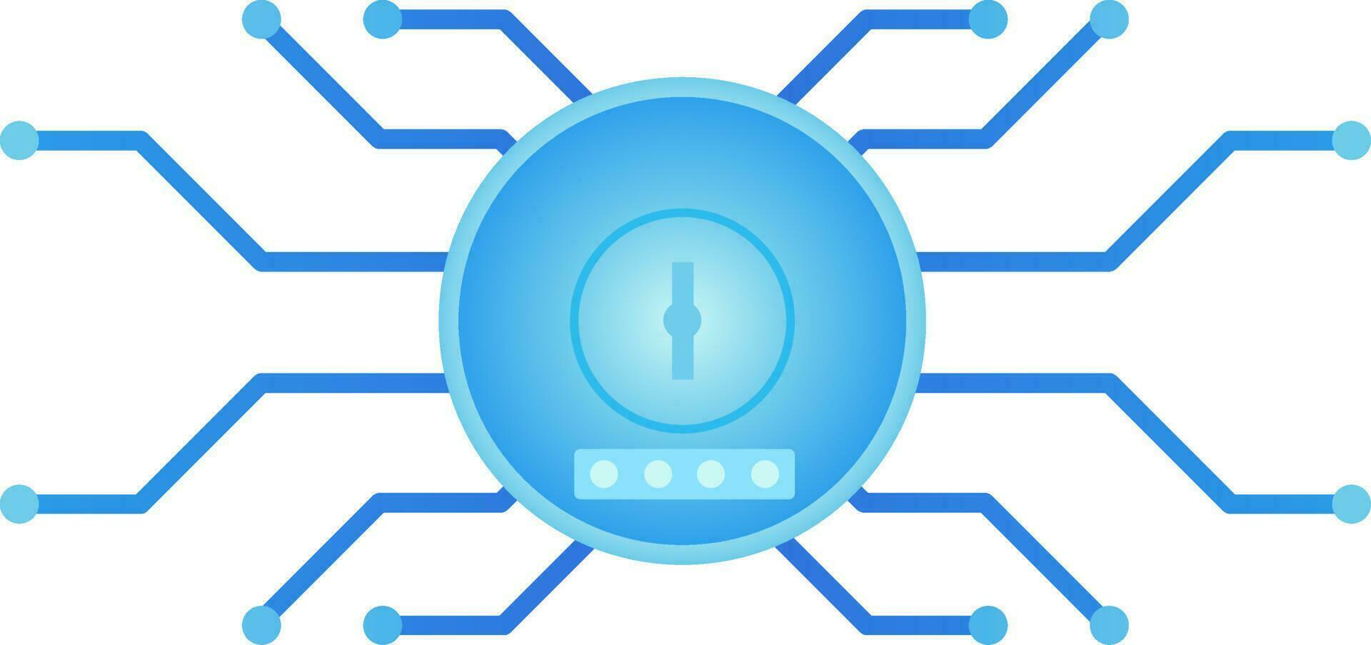 Password vector illustration. Cyber keyhole password for design about cyber security, computer, malware and privacy. Blue system password graphic resource for web security. Code access encryption icon
