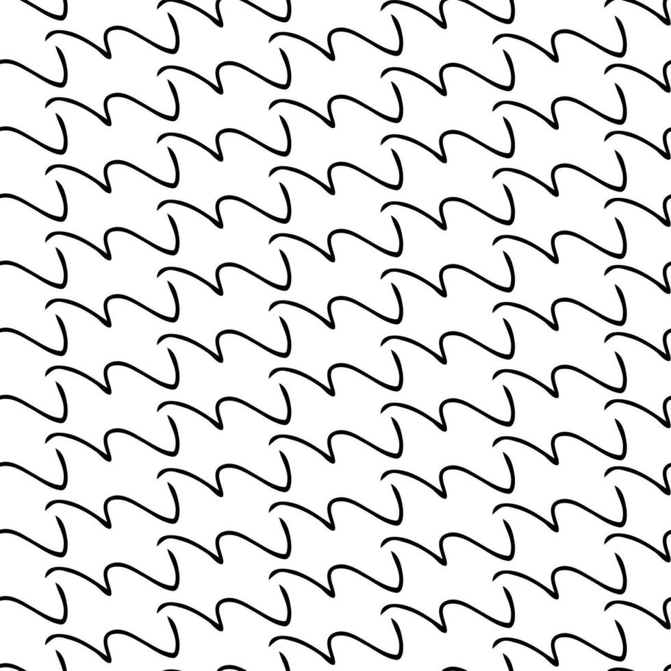 Seamless pattern with black hand drawn doodle wavy lines on white background. Abstract grunge texture. Vector illustration