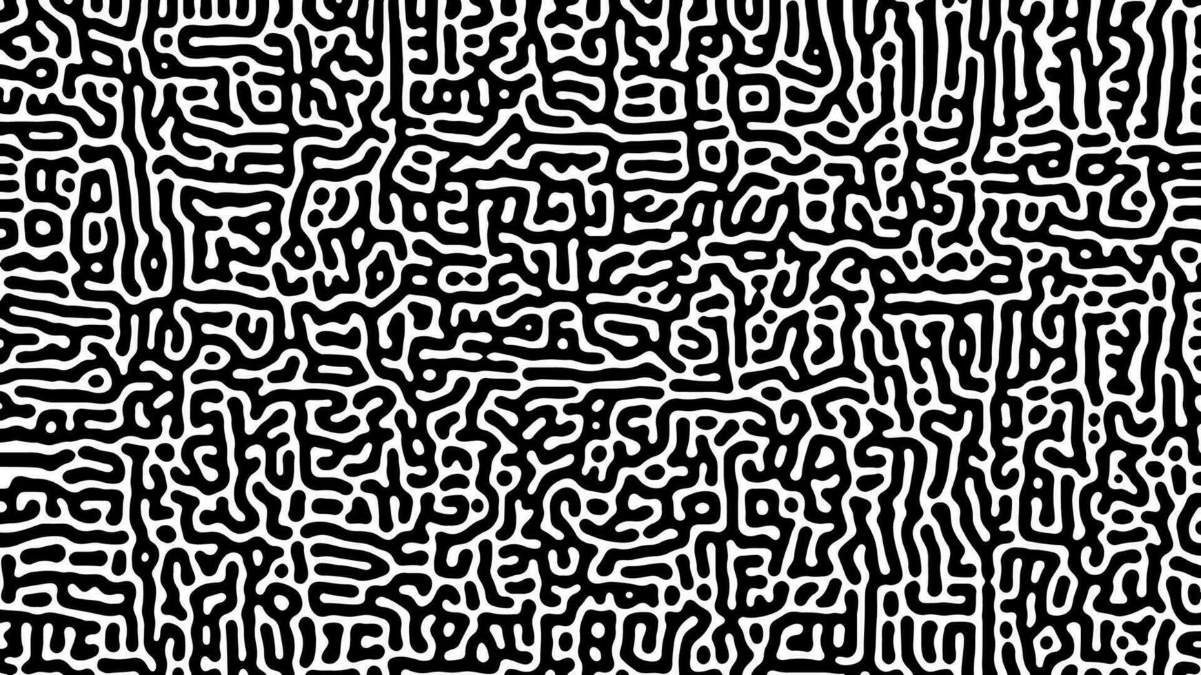 Monochrome Turing reaction background. Abstract diffusion pattern with chaotic shapes. Vector illustration.