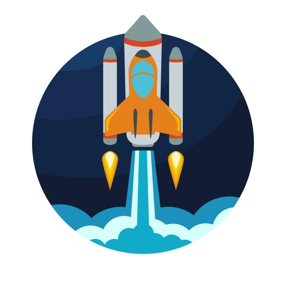 Space rocket ship launch. Vector illustration.