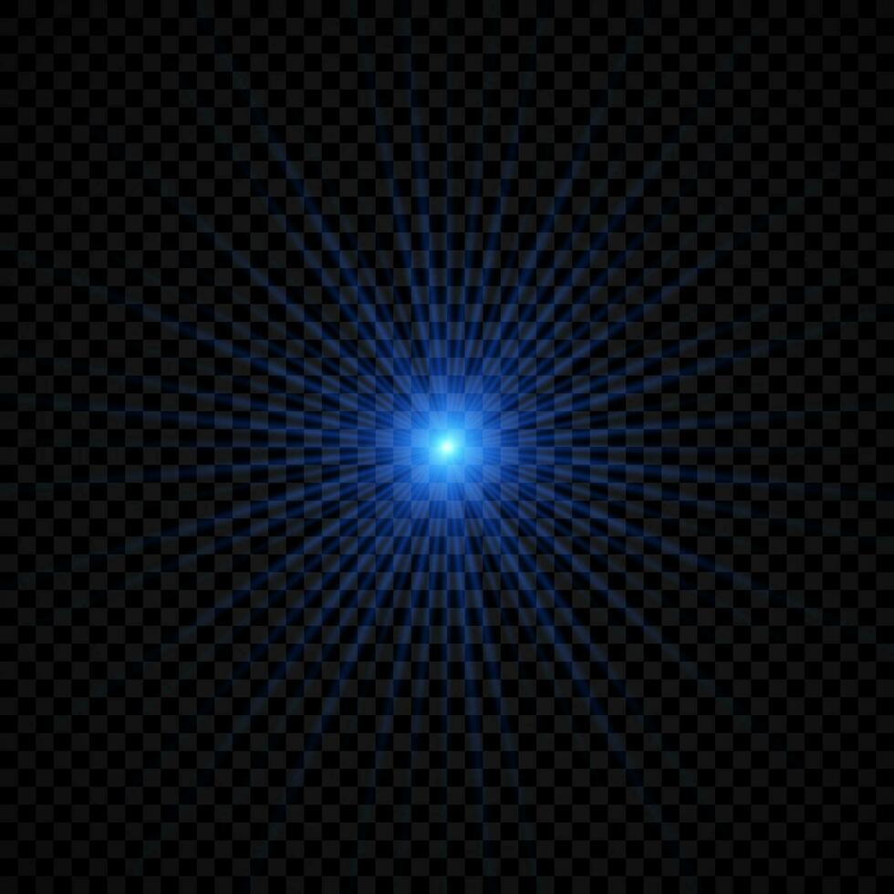 Light effect of lens flares. Blue glowing lights starburst effects with sparkles vector