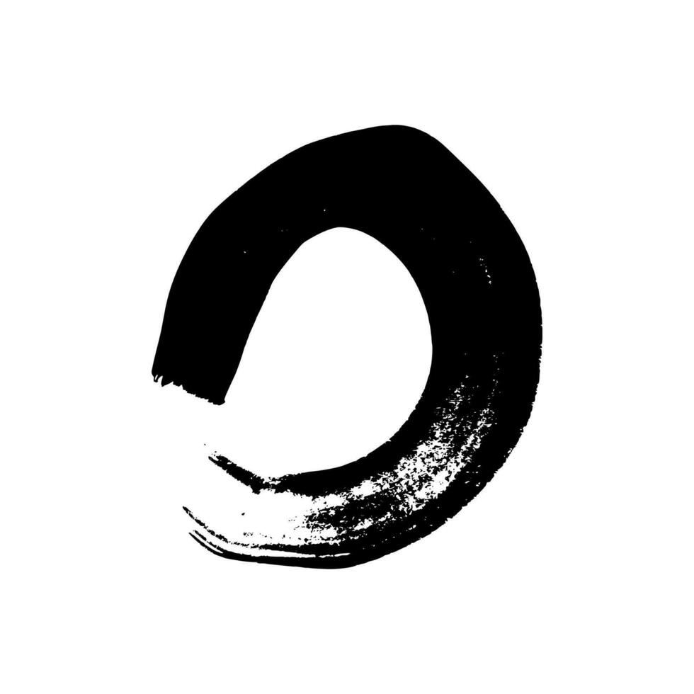 negro grunge cepillo carrera en circulo forma. pintado tinta círculo. tinta Mancha aislado en blanco antecedentes. vector ilustración