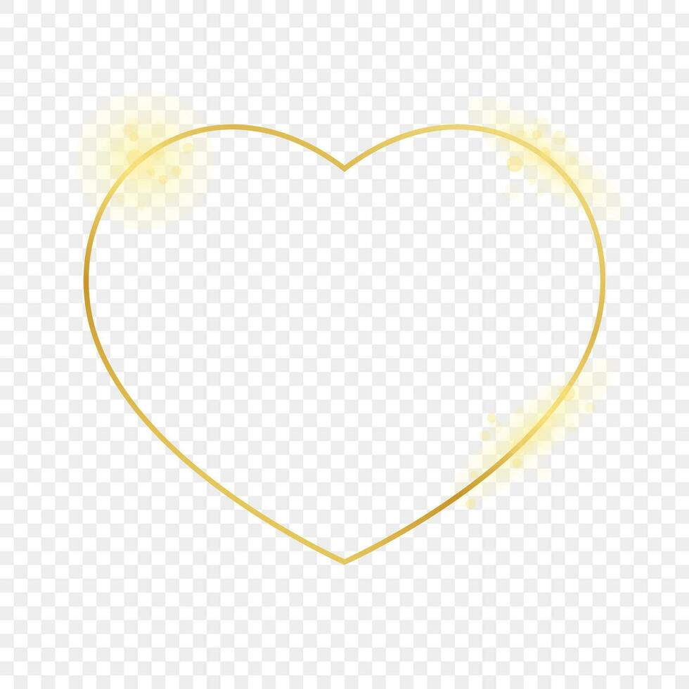 Gold glowing heart shape frame vector