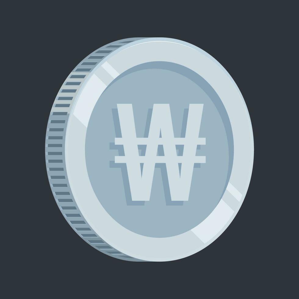 Won Korea Silver Coin Korean KRW vector