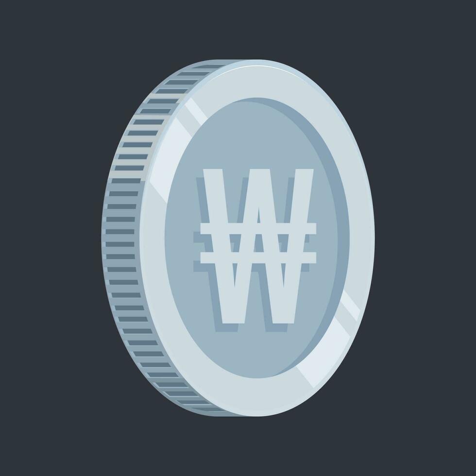 Won Korea Silver Coin Korean KRW Vector