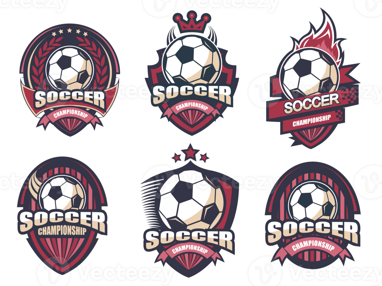 Illustration of modern soccer logo set png