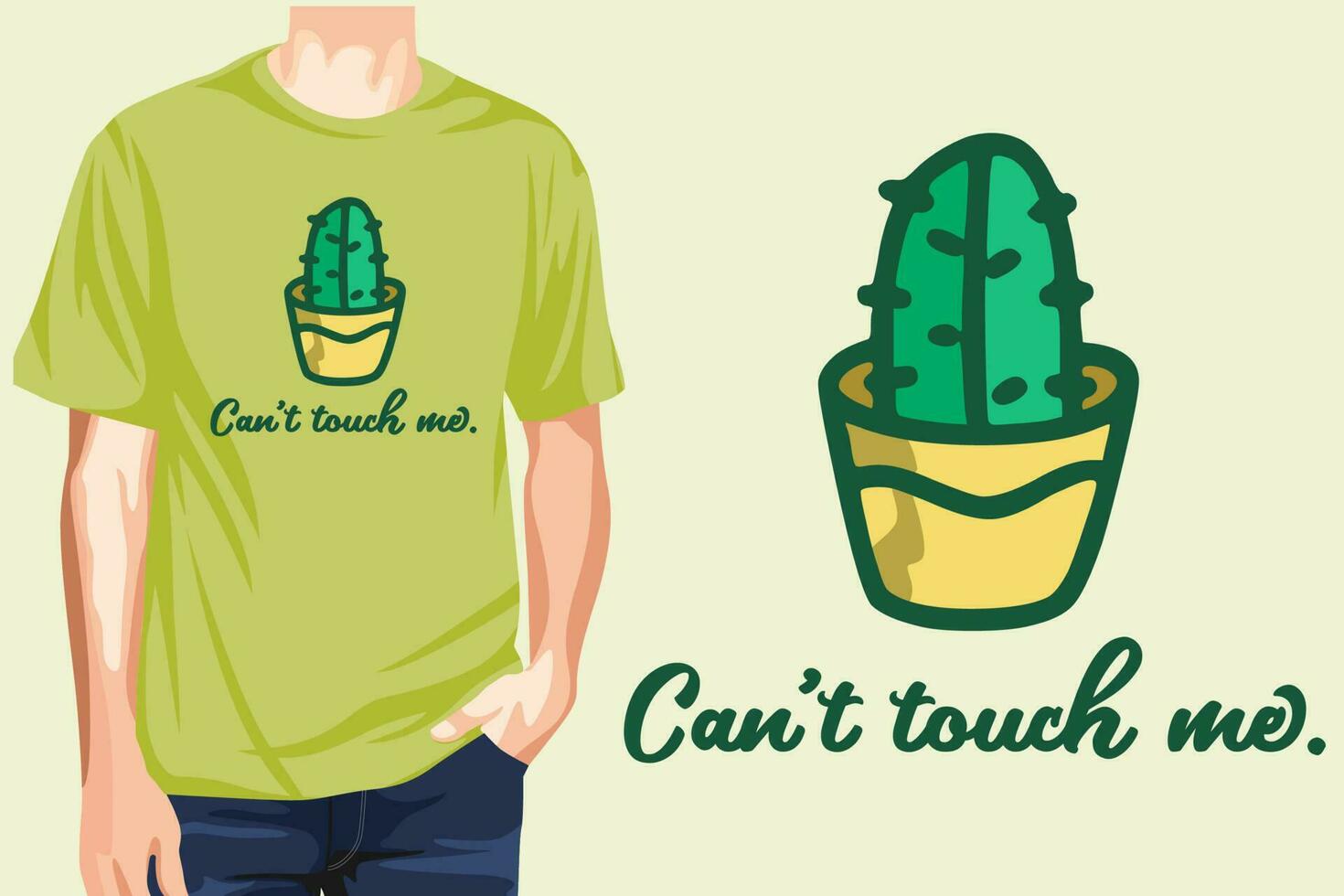 Beautiful green cute cactus t-shirt design illustration vector artwork