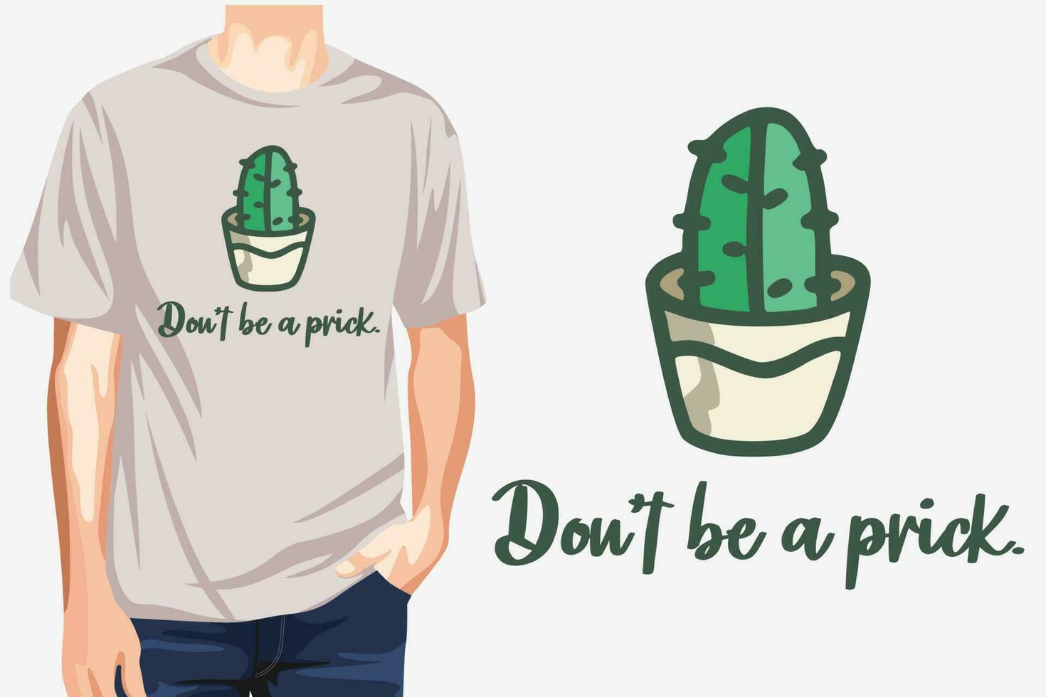 hermosa verde linda cactus camiseta diseño ilustración vector obra de arte