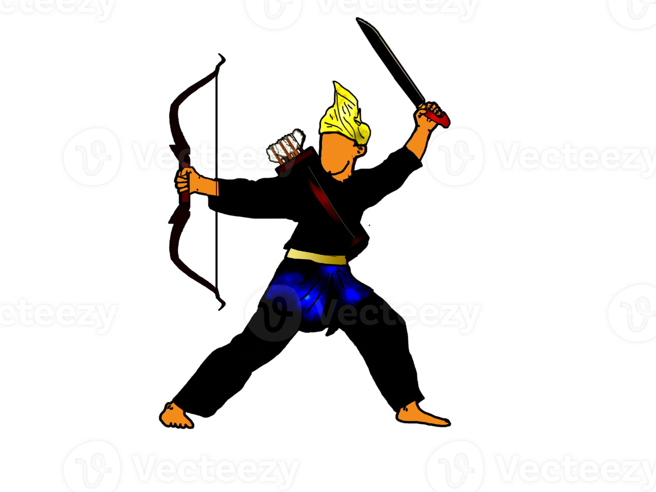 icon posing dance step pattern Nusantara Malay Warrior with weapon png