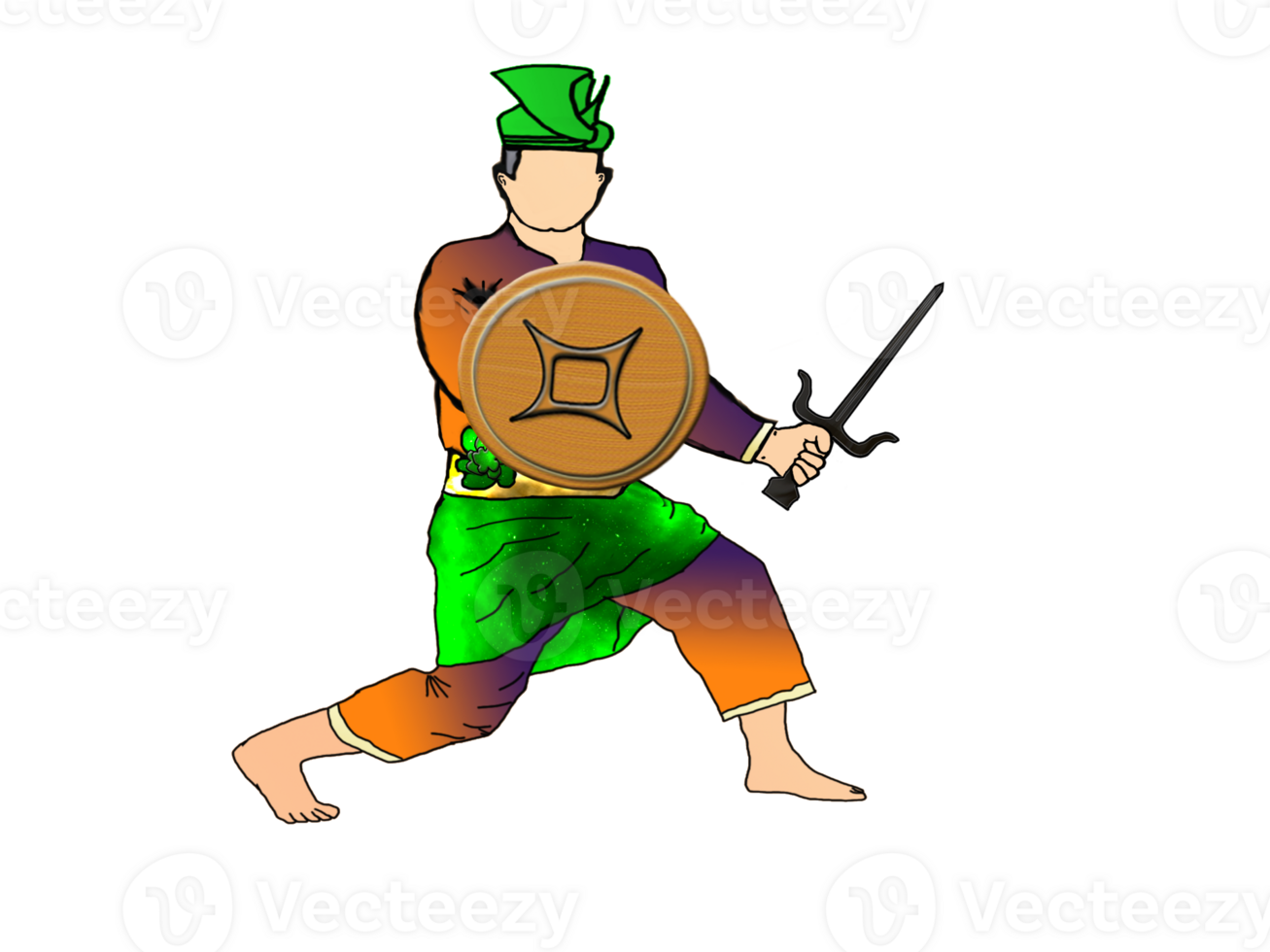 icon posing dance step pattern Nusantara Malay Warrior with weapon png