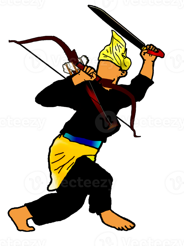 icon posing dance step pattern Nusantara Malay Warrior with weapon png