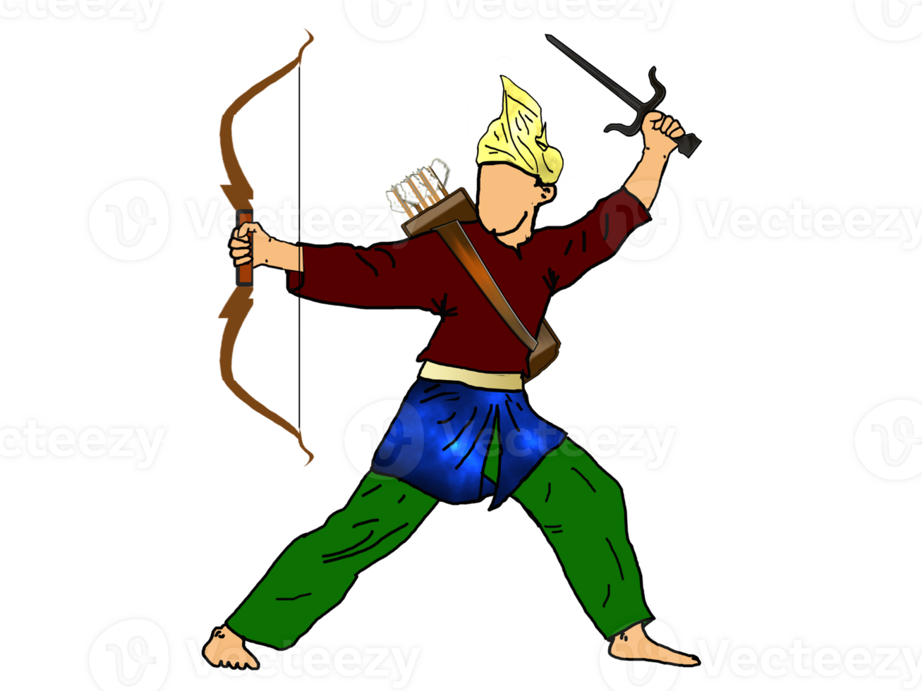 icon posing dance step pattern Nusantara Malay Warrior with weapon png