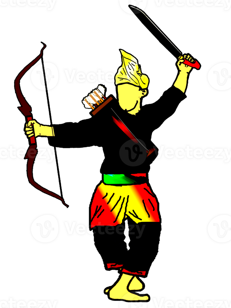 icon posing dance step pattern Nusantara Malay Warrior with weapon png