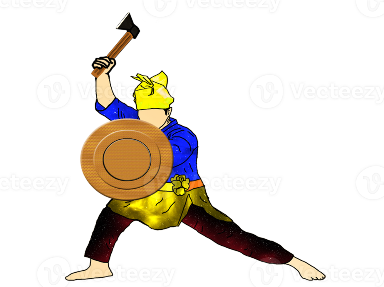 icon posing dance step pattern Nusantara Malay Warrior with weapon png