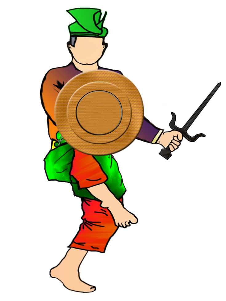 icon posing dance step pattern Nusantara Malay Warrior with weapon png