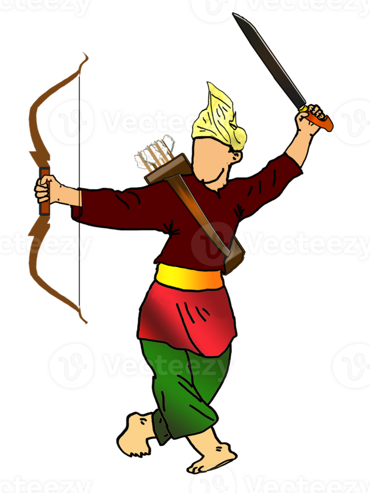 icon posing dance step pattern Nusantara Malay Warrior with weapon png