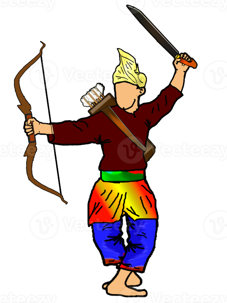 icon posing dance step pattern Nusantara Malay Warrior with weapon png