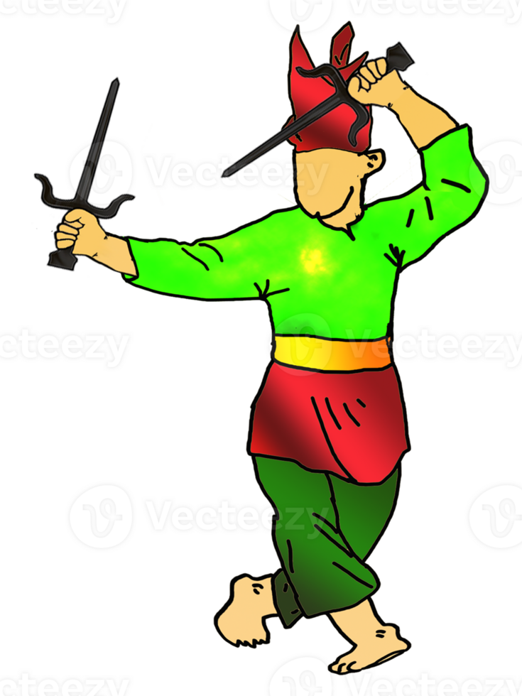 icon posing dance step pattern Nusantara Malay Warrior with weapon png
