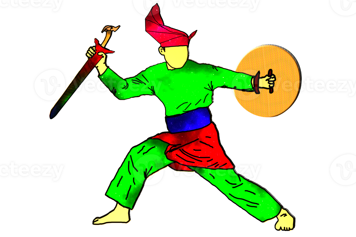 icon posing dance step pattern Nusantara Malay Warrior with weapon png