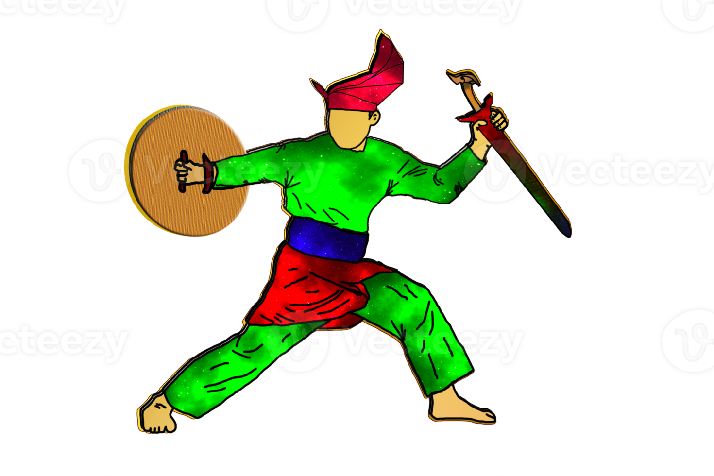 icon posing dance step pattern Nusantara Malay Warrior with weapon png