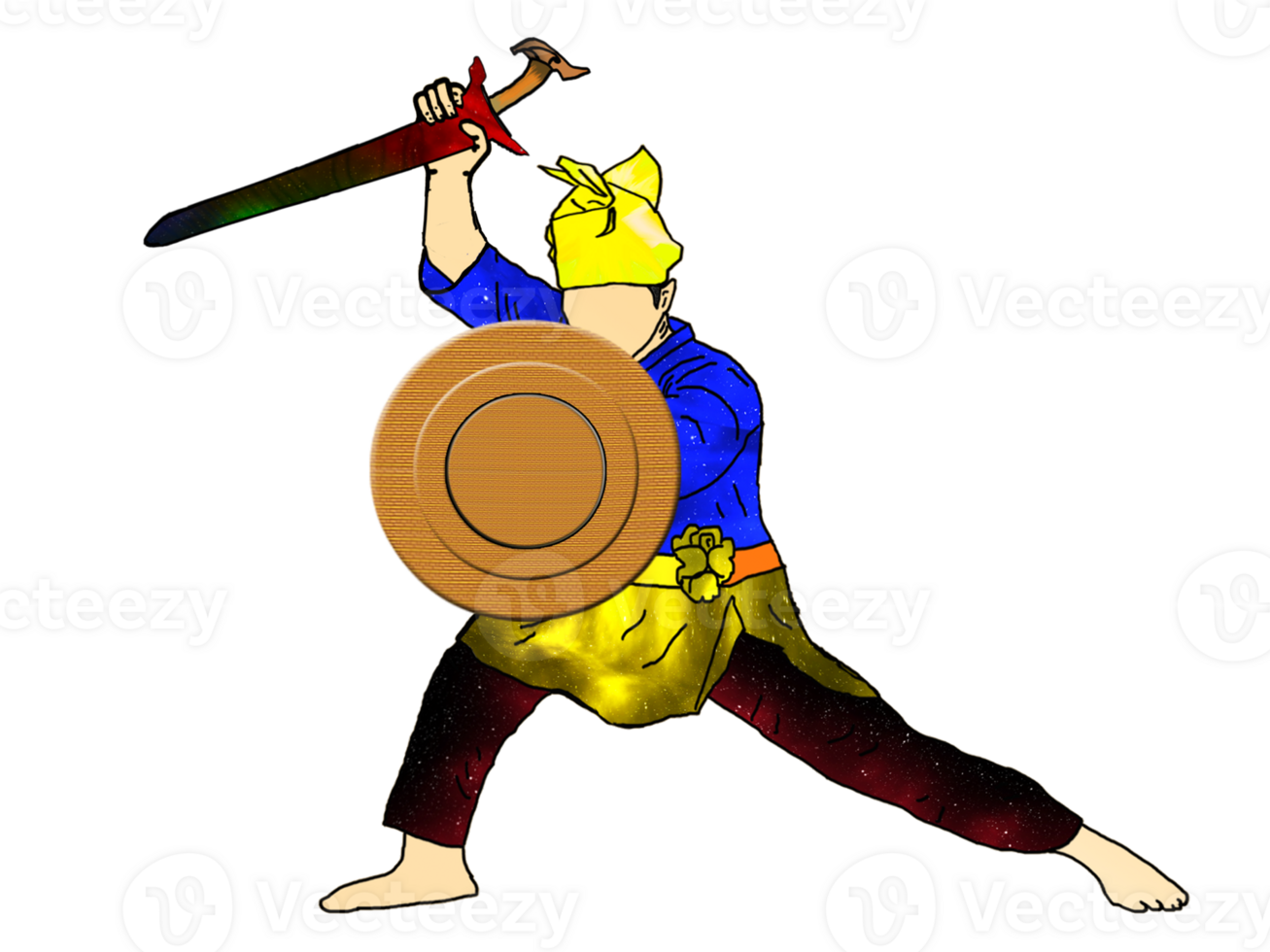 icon posing dance step pattern Nusantara Malay Warrior with weapon png