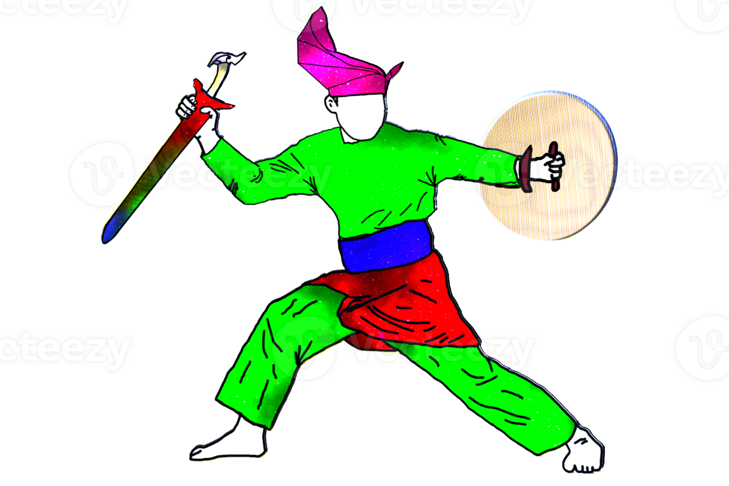 icon posing dance step pattern Nusantara Malay Warrior with weapon png