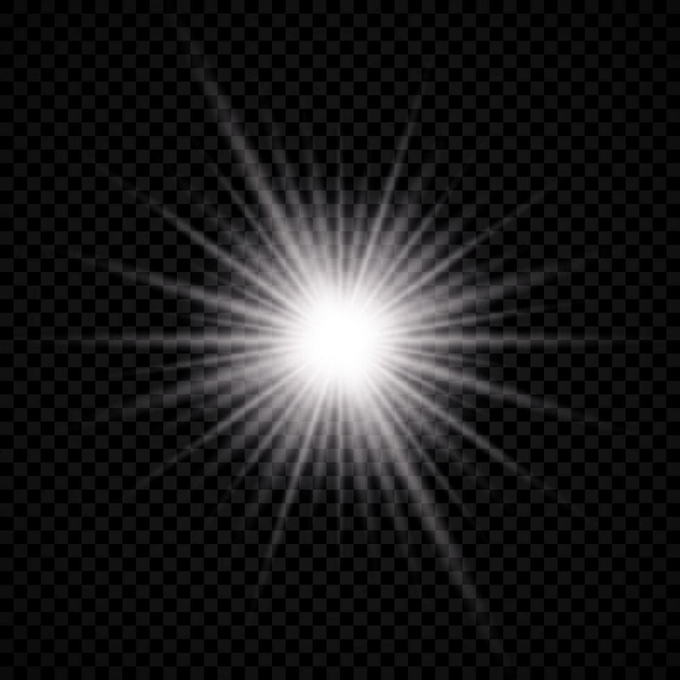 ligero efecto de lente llamarada. blanco brillante ligero explota con Starburst efectos y destellos en un antecedentes. vector ilustración