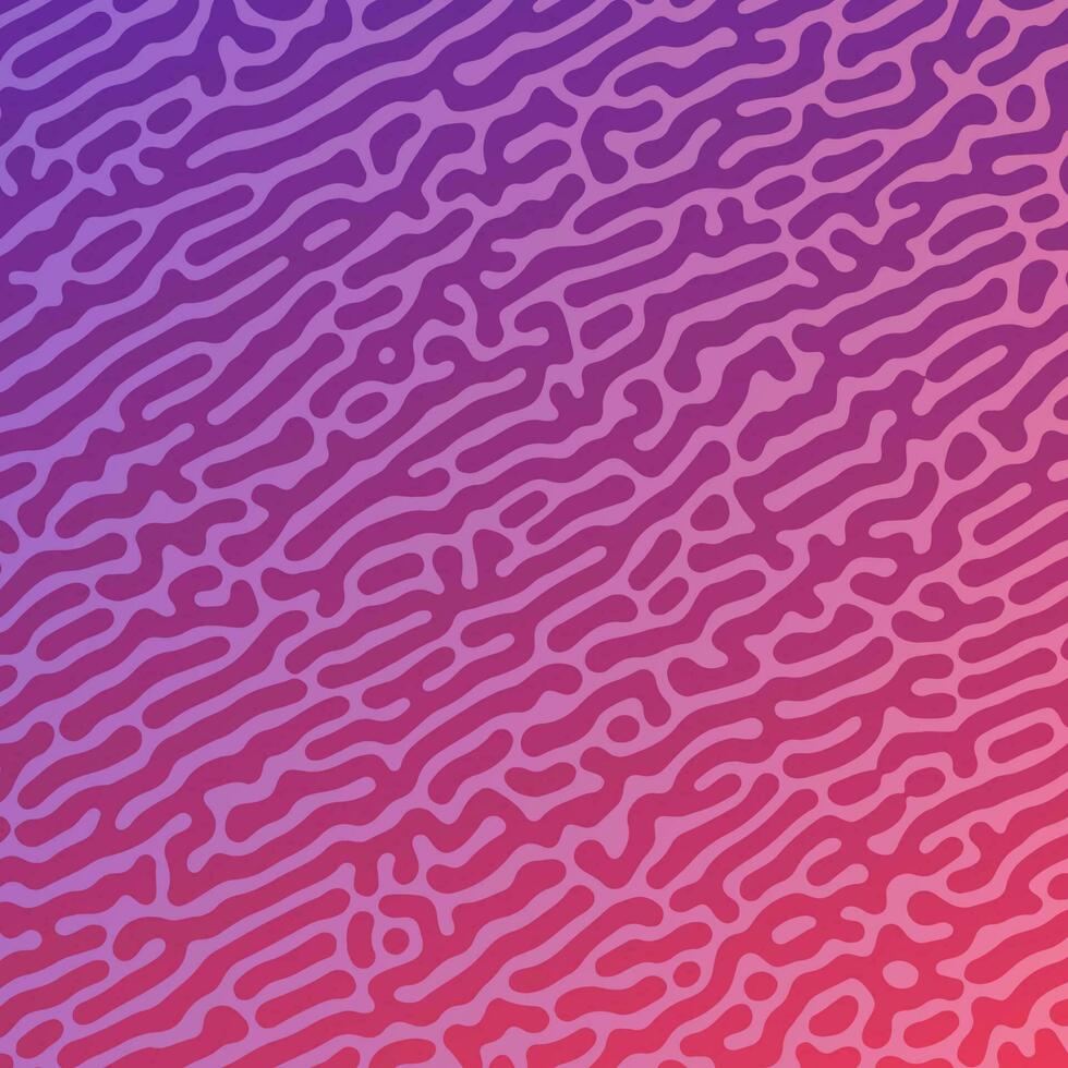 Purple Turing reaction gradient background. Abstract diffusion pattern with chaotic shapes. Vector illustration.