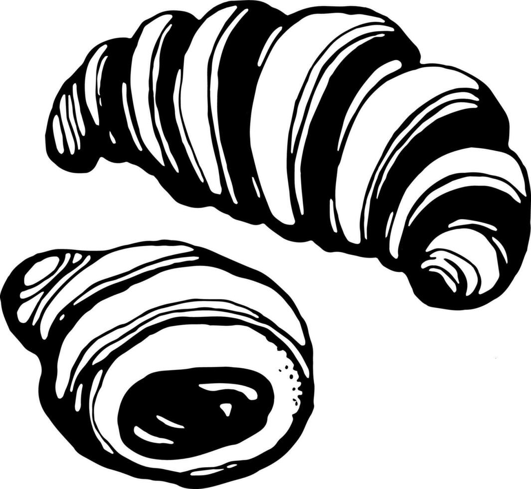 Croissants. Whole and half filled vector