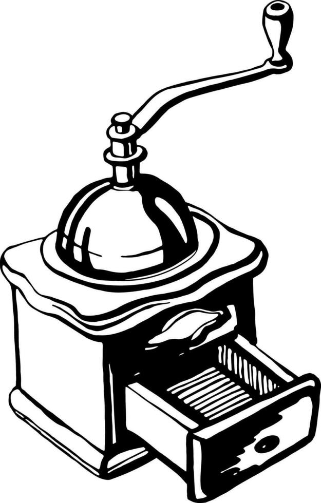 Coffee grinder. Retro vector
