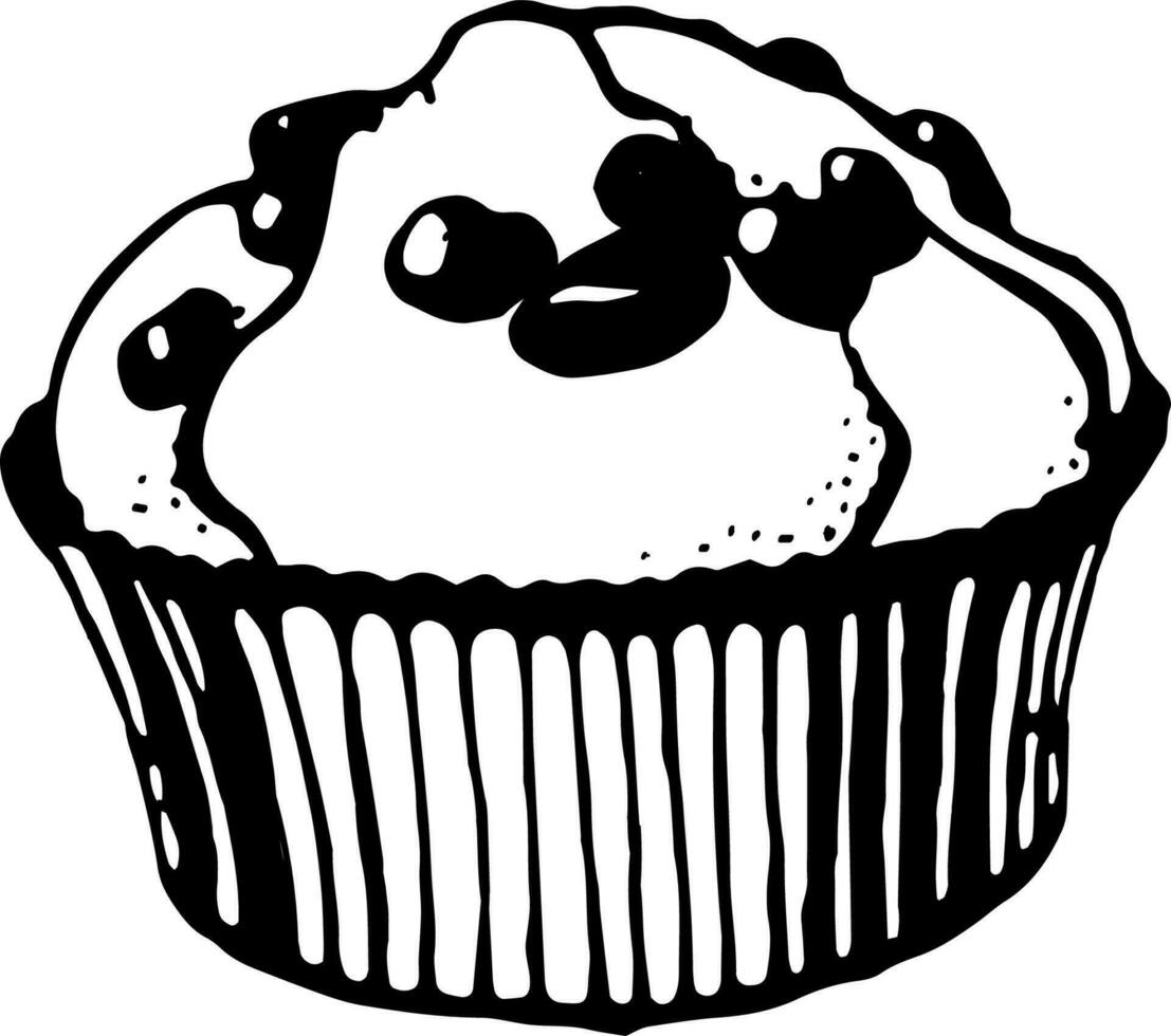 Cupcake with berries or raisins vector