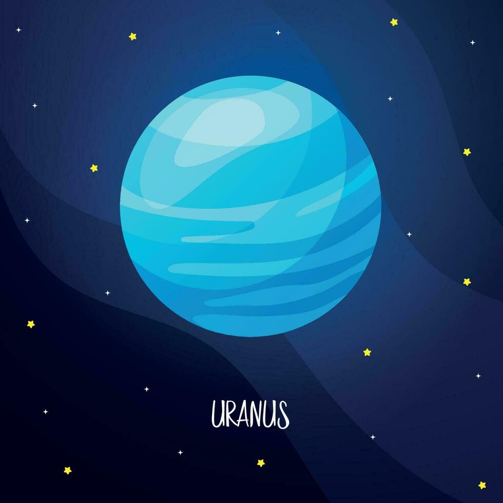 Cartoon uranus planet for kids education. Solar system planets vector