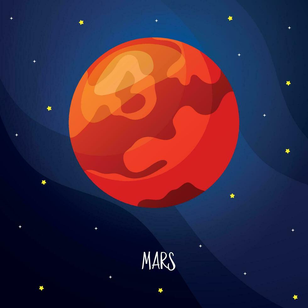 Cartoon mars planet for kids education. Solar system planets vector