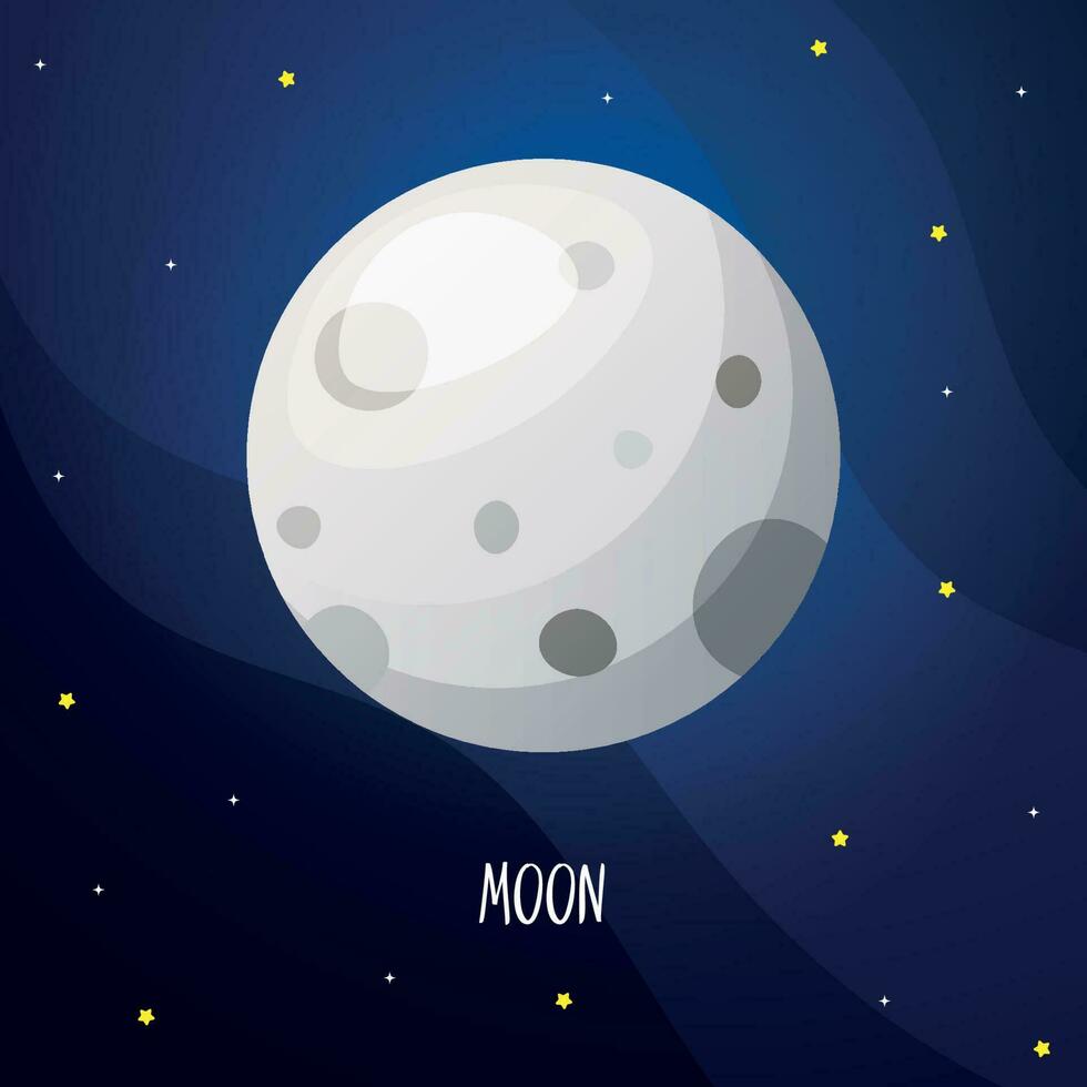 dibujos animados Luna planeta para niños educación. solar sistema planetas vector