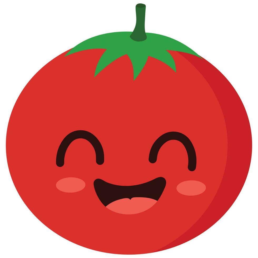 Happy cute smiling tomato. Cute vegetable vector character isolated on white