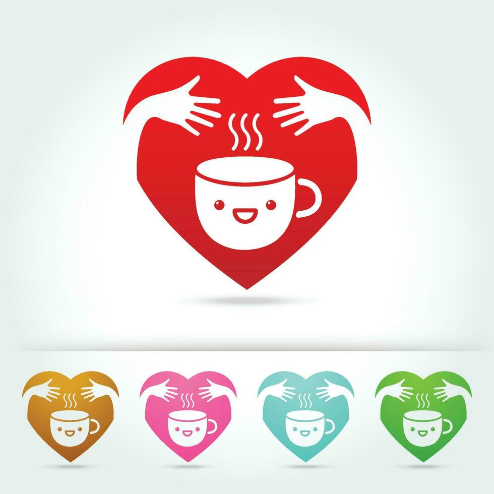 coffee cute cup logo design elements vector