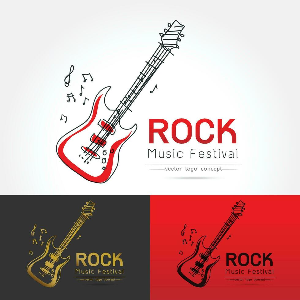 rock guitar logo vector
