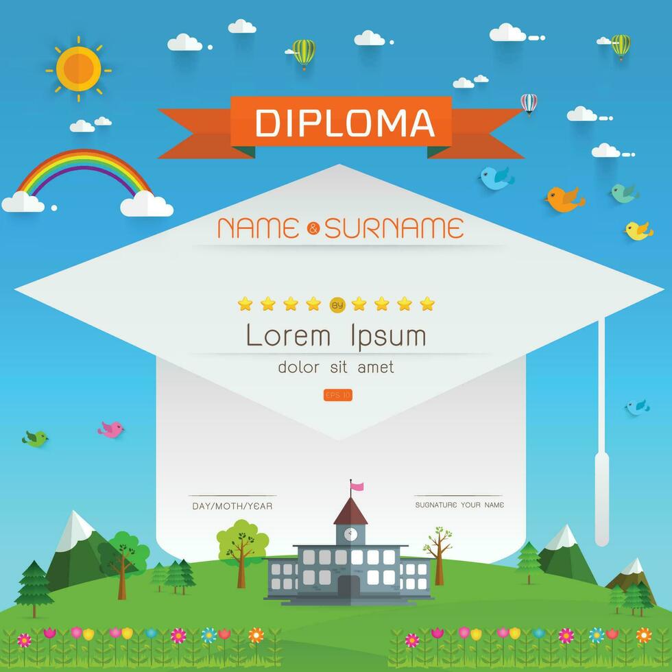 Certificate kids diploma vector