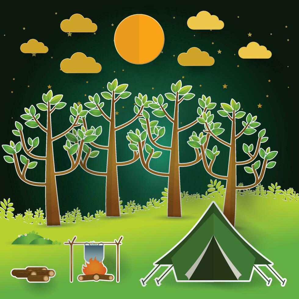 paisaje.senderismo y camping. ilustración vectorial vector