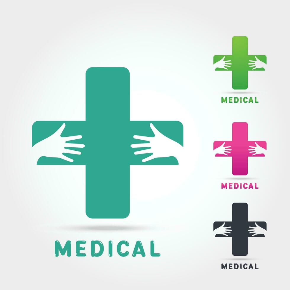 médico farmacia logo diseño modelo vector