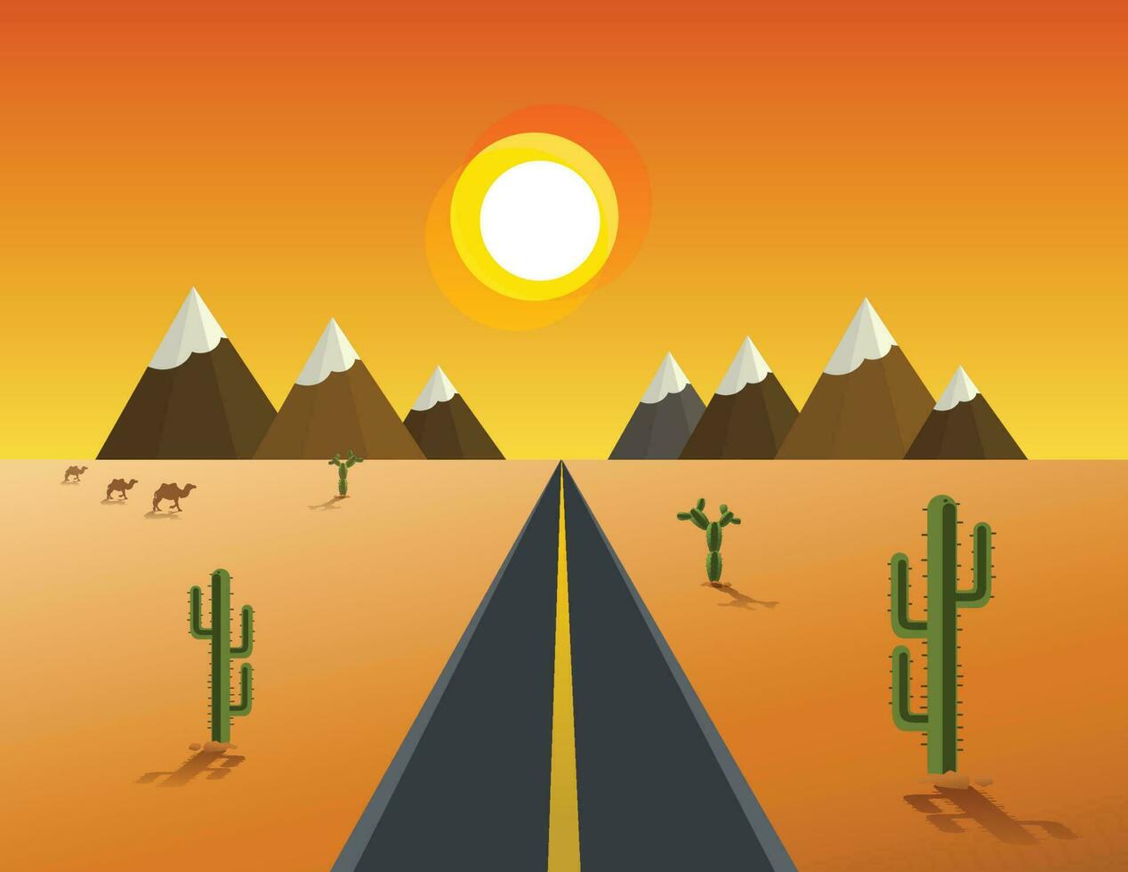 Road through a desert and mountains vector
