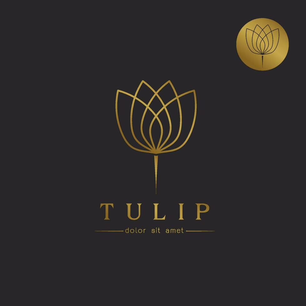 Simple Tulip bud with leaves design vector