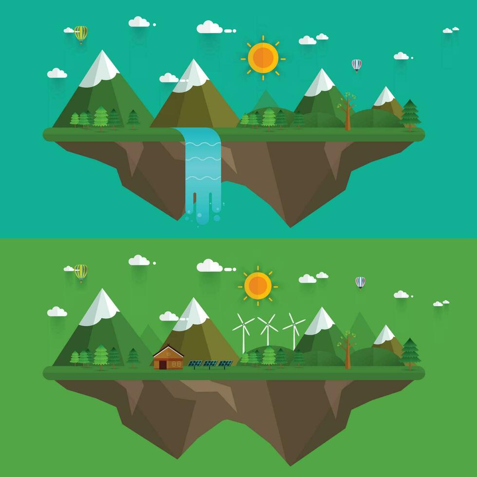 Natural landscape in the flat style vector