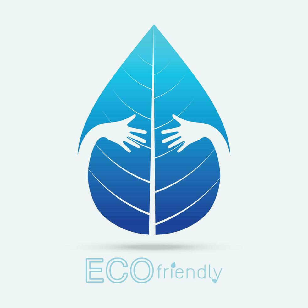 Eco friendly isolate hand hug leaf concept vector