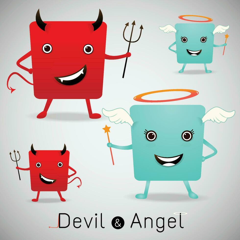 the red devil and  cute angel vector