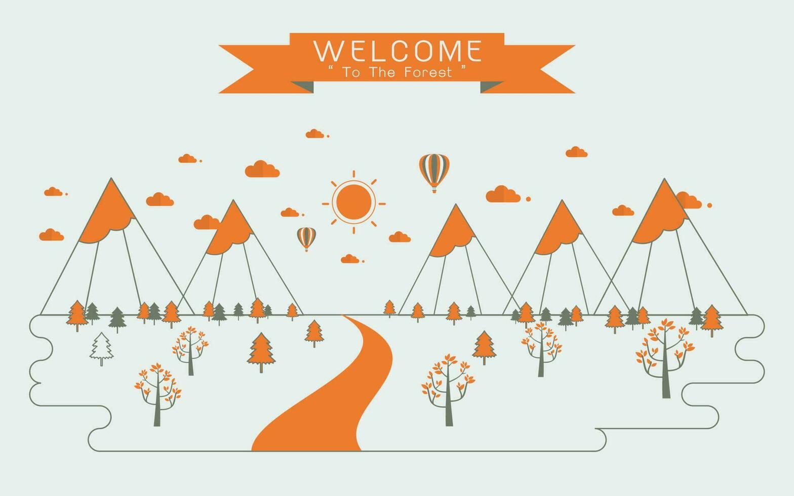 Flat linear landscape vector
