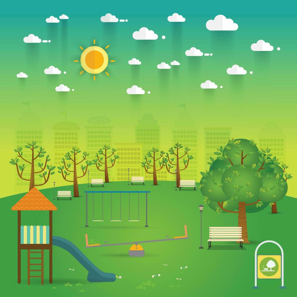 playground. Natural landscape in the flat style.a beautiful park vector