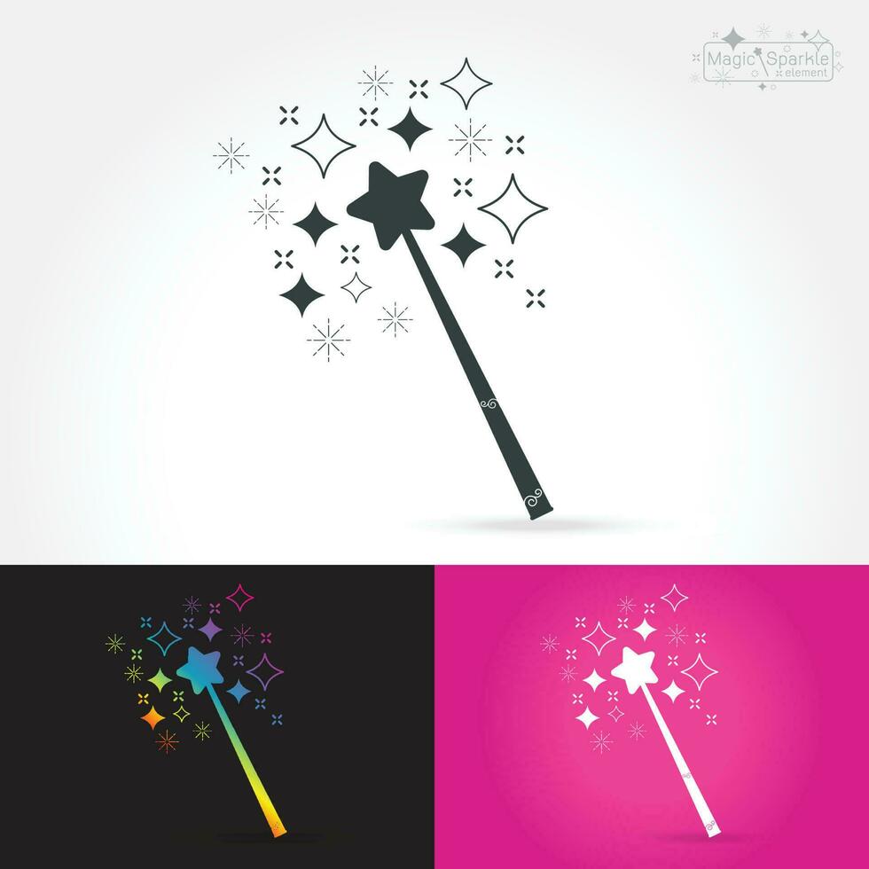 Magic wand with magic sparkle Vector illustration