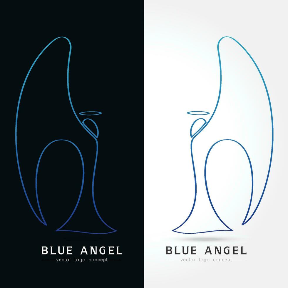 Blue angel - vector logo concept illustration