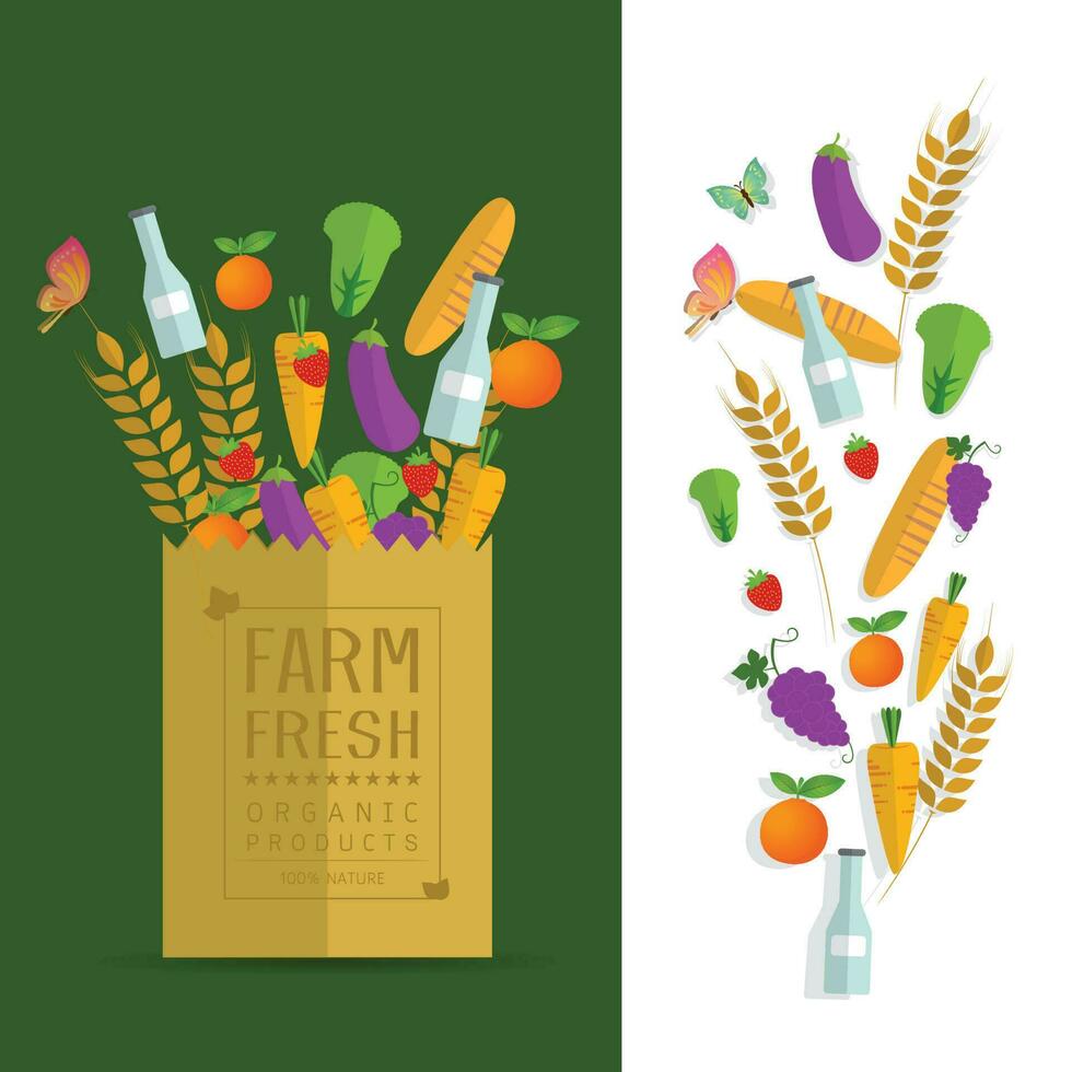 Paper package with fresh healthy produce vector